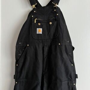 Carhartt Black Duck Bibs Overalls 34x30 R41 Quilted Zip to Thigh Great Cond